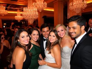 Vedete elegante la un eveniment exclusivist, atmosfera festiva.