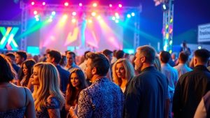 Vedete la festival internațional, atmosferă vibrantă.