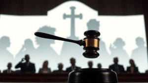 Vedete în sala de judecată, ciocanul judecătorului.